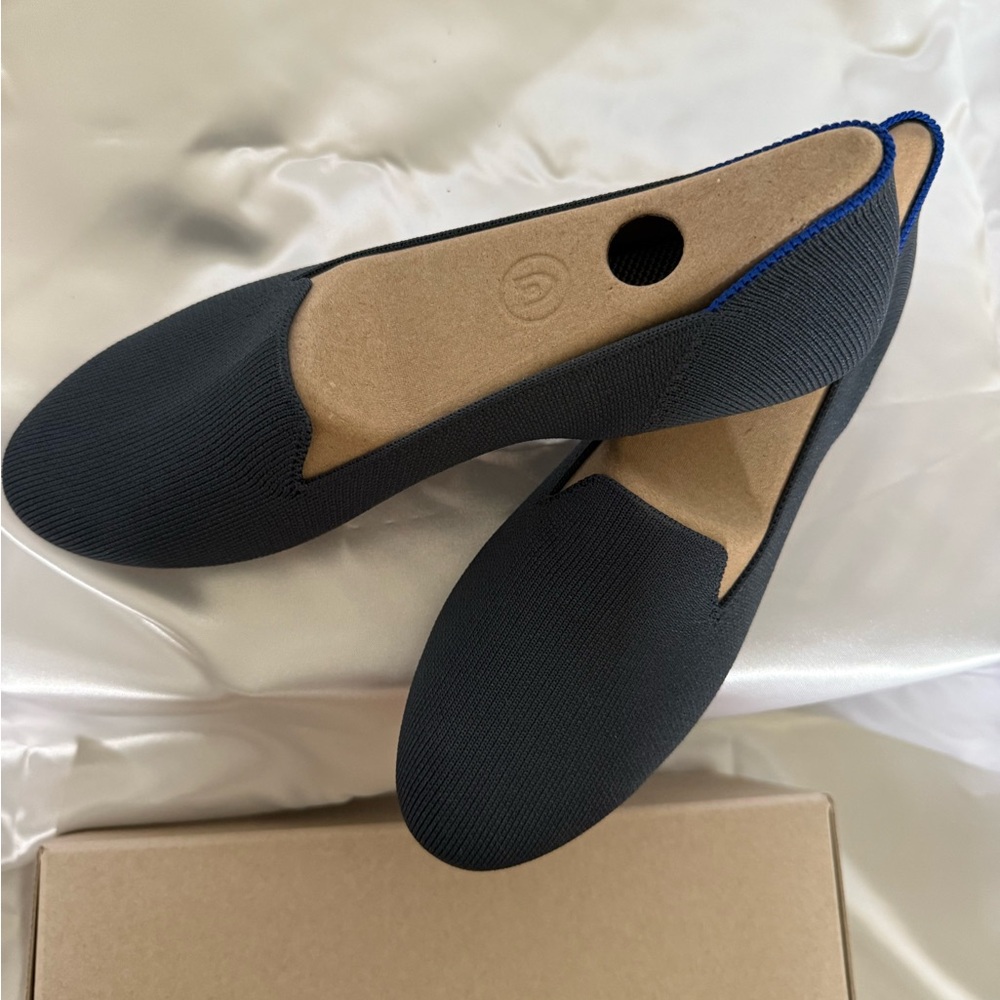Rothy's Black Flats with Blue Accent